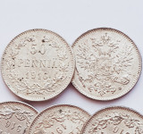 292 Finlanda 50 pennia 1916 Aleksandr II / III / Nikolai II km 2 UNC argint, Europa