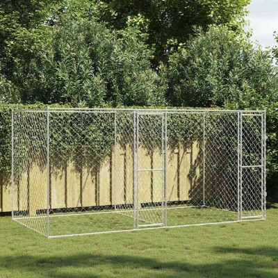 Cușcă pentru c&amp;acirc;ine Argintiu 400 x 200 x 200 cm Oțel Galvanizat foto