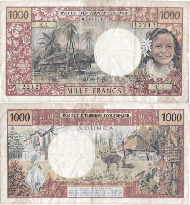 1969, 1.000 francs (P-61) - Noua Caledonie foto