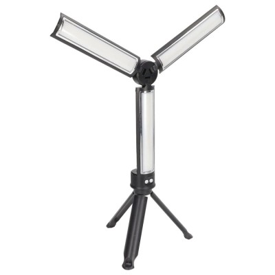 Lampa LED Mutifunctionala Pliabila cu Trepied, 4 niveluri de putere si 3 moduri de iluminare, incarcare USB, Neagra Negru Nu 384 lm foto