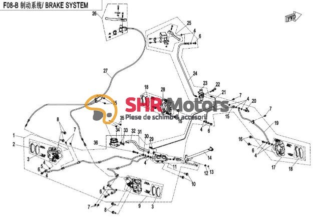 05. Conducta frana spate stanga CF Moto CForce 800 (dupa 2016)