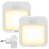 Set 2 veioze LED de noapte cu senzor de miscare si crepuscular Izoxis