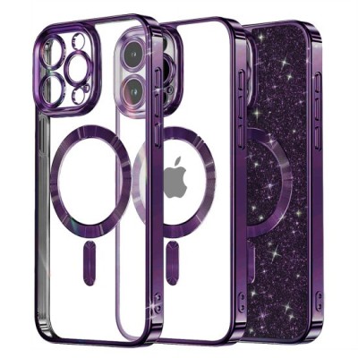 Husa pentru iPhone 16 Pro Max - Techsuit Luxury Glitter MagSafe - Deep Purple foto