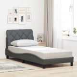 VidaXL Cadru de pat fără saltea, gri &icirc;nchis, 90x200 cm, textil