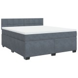 Cumpara ieftin Pat box spring cu saltea, gri inchis, 180x200 cm, catifea