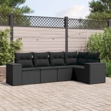 Cumpara ieftin Gossi set mobilier de gradina cu perne, 5 piese, negru, poliratan