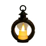 Decoratiune craciun tip felinare cu baterii, 13.5 x 9 cm,lumanare cu lumina alb cald fara geam,baterii incluse,negru, Flippy