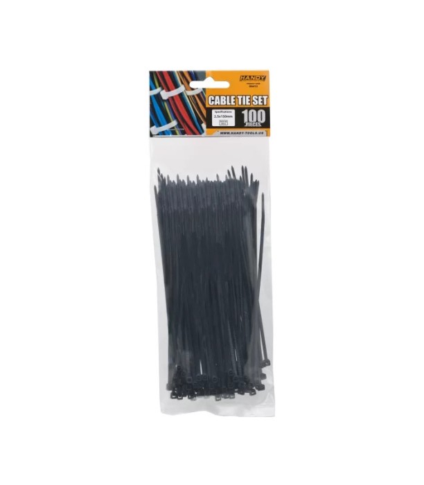 Coliere plastic 150x2.5 mm negre 100buc Handy