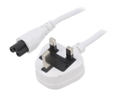 Cablu Alimentare 1,8m Alb 3x0,75mm2 BS 1363 la IEC C5 foto