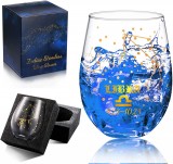 Pahar pentru vin cu inscriptie zodia balanta Nuenen, sticla, transparent /auriu, 12 x 7,3 cm
