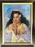 Zogu Zaharescu-Femeie cu ţigară, pastel (1940)