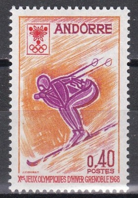 Andorra franceza 1968 - Jocurile Olimpice de iarnă - Grenoble, MNH foto