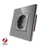 Priza inteligenta pentru perete LUXION Zigbee cu rama din sticla SmartElectro IntelligentHouse