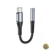 Adaptor Audio 3.5mm la USB-C Hoco LS33 Gri, Incarcator Auto Universal, Fast Charge, Power Delivery