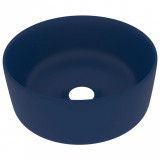 Chiuvetă baie lux albastru &icirc;nchis mat 40x15 cm ceramică rotund