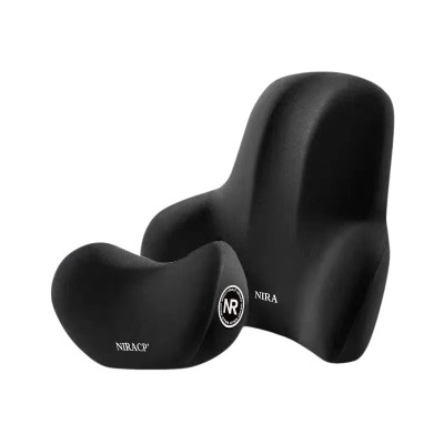 Set perne pentru Scaun Auto, Spuma cu memorie, negre, design ergonomic, ofera sustinere in zonele critice foto