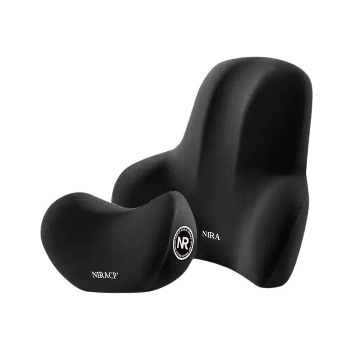 Set perne pentru Scaun Auto, Spuma cu memorie, negre, design ergonomic, ofera sustinere in zonele critice