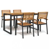 vidaXL Set mobilier de grădină, 5 piese, lemn masiv de acacia și metal