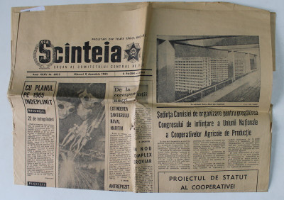 SCANTEIA , ORGAN AL COMITETULUI CENTRAL AL P.C.R. , ANUL XXXV , NR. 6825 , MIERCURI 8 DECEMBRIE , 1965 foto