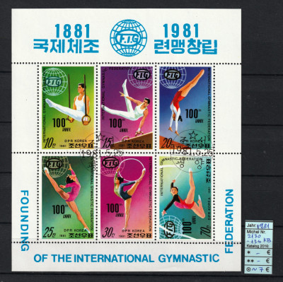 Timbre Asia, Coreea Nord, 1981 | 100 ani Federaţia de Gimnastică | Bloc (KB) foto