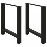 VidaXL Picioare masă de sufragerie negre, 2 buc., 80x(72-73) cm, oțel