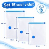 Cumpara ieftin Saci pentru vidat, reutilizabili, 3 dimensiuni, transparenti, set 15 bucati