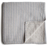 Mushie Muslin Swaddle Blanket Organic Cotton păturică de &icirc;nfășat Blue Stripe 120cm x 120cm 1 buc