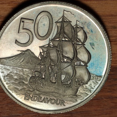 Noua Zeelanda - moneda de colectie - 50 cents 1975 - BU PROOF - tiraj 8.000 !