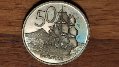 Noua Zeelanda - moneda de colectie - 50 cents 1975 - BU PROOF - tiraj 8.000 ! foto