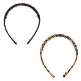Set de 2 Coronite pentru Păr cu Pieptene, Neagră și Animal Print, CMCLASS