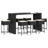 Cumpara ieftin Set mobilier bar de gradina cu perne, 9 piese, negru, poliratan