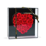 Trandafiri artificiali inima cu LED in cutie cadou 29x29cm, decor romantic Valentine aniversare cu lumina