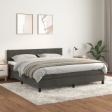 VidaXL Pat box spring cu saltea, gri &icirc;nchis, 160x200 cm, catifea 3141372