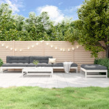Set mobilier relaxare de gradina 5 piese alb lemn masiv de pin GartenMobel Dekor, vidaXL