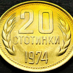 Moneda 20 STOTINKI - RP BULGARIA, anul 1974 * cod 5323 A = UNC + LUCIU de BATERE