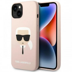 Karl Lagerfeld Husa MagSafe Liquid Silicone Karl Head iPhone 14 Roz