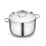 Oala cu capac din inox, 22 x 12 cm, capacitate 4 litri, compatibila cu toate tipurile de aragaz, Korkmaz