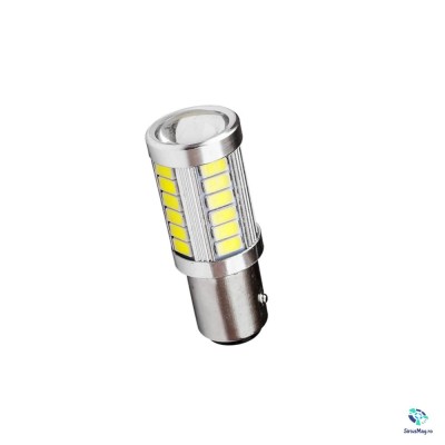 Led auto cu lupa P21 5W BAY15D cu dubla intensitate (Lumina rosie) foto