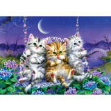 Puzzle 500 piese - Moonlight Swing Kittens-Kayomi Harai, Art Puzzle