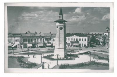 4588 - GIURGIU, Firemen Tower, Romania - old postcard, real PHOTO - used foto