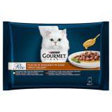 PURINAgourmet Perle, 4 arome (Pui și Vită), pachet mixt, plic hrană umedă pisici, (&icirc;n sos), 4 x 85g, Purina