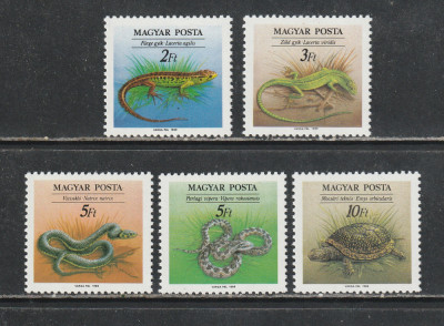 Ungaria 1989 - Conservarea Naturii Reptile 5v MNH foto