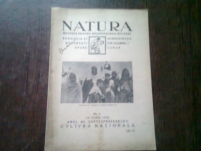 REVISTA NATURA NR.6/1928 foto