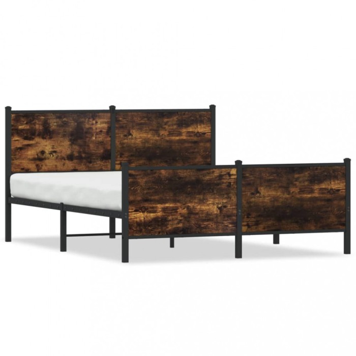 vidaXL Cadru pat metalic fără saltea, stejar fumuriu, 140x190 cm 3301351