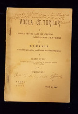 VOCEA CTITORILOR SI SCOPUL PENTRU CARE SAU INFIINTAT INSTITUTIUNELE FILANTROPICE IN ROMANIA de IRIMIA GHIDU - ROMAN, 1907 foto