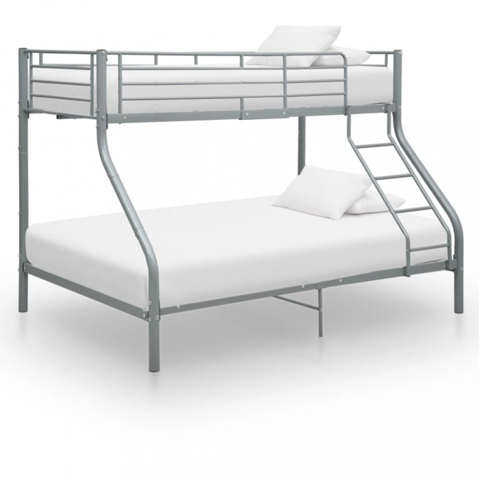 vidaXL Cadru de pat supraetajat, gri, 140 x 200/90 x 200 cm, metal