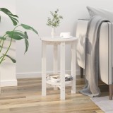 Masuta cafea vidaXL, lemn masiv pin, alba, rotunda &Oslash;40x60cm, masuta living, noptiera
