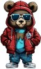 Sticker decorativ, Teddy Hip Hop, Rosu, 90 cm, 1332STK-7