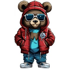 Sticker decorativ, Teddy Hip Hop, Rosu, 90 cm, 1332STK-7