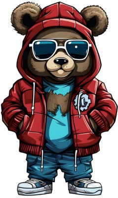 Sticker decorativ, Teddy Hip Hop, Rosu, 90 cm, 1332STK-7 foto